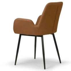 Alrik Caramel Brown Arm Chair with Zigzag Stitching and Black Steel Legs (Set of 2) by Glamour Home -Kahomvis Sales Store brown glamour home dining chairs ghdc 1254 fa 1000