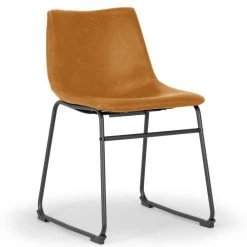 Set of 2 Adan Iron Frame Vintage Cappuccino Brown 17.5 in. Faux Leather Dining Chair by Glamour Home -Kahomvis Sales Store brown glamour home dining chairs ghdc 1265 1f 1000