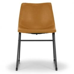 Set of 2 Adan Iron Frame Vintage Cappuccino Brown 17.5 in. Faux Leather Dining Chair by Glamour Home -Kahomvis Sales Store brown glamour home dining chairs ghdc 1265 4f 1000