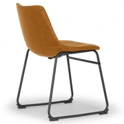 Set of 2 Adan Iron Frame Vintage Cappuccino Brown 17.5 in. Faux Leather Dining Chair by Glamour Home -Kahomvis Sales Store brown glamour home dining chairs ghdc 1265 fa 1000