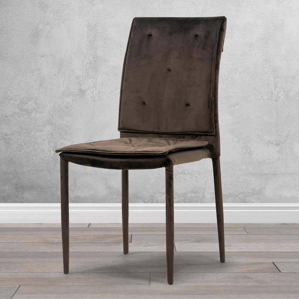 Areli Brown Velvet Dining Chair with Upholstered Legs (Set of 2) by Glamour Home 9 Areli Brown Velvet Dining Chair with Upholstered Legs (Set of 2) by Glamour Home - Image 9