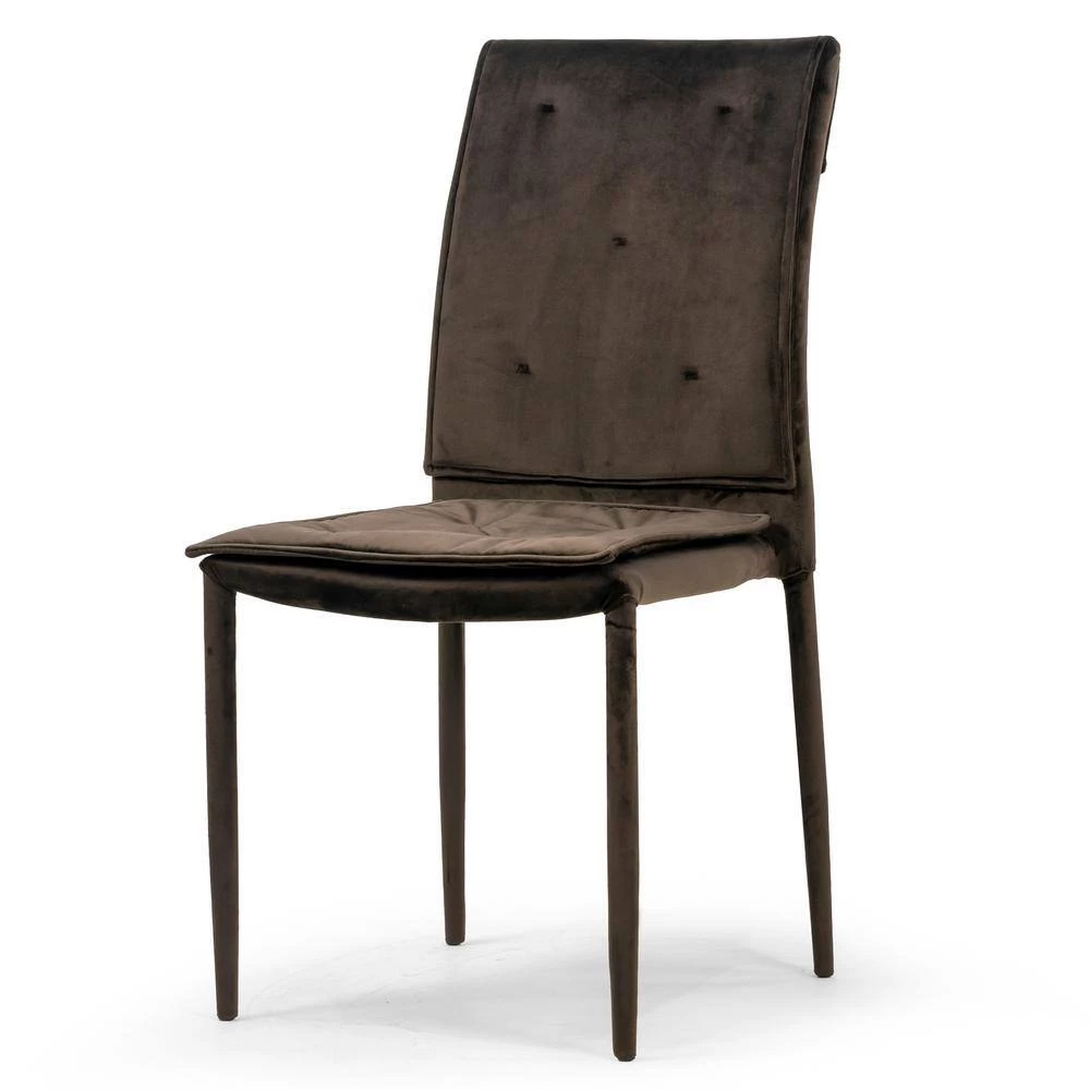 Areli Brown Velvet Dining Chair with Upholstered Legs (Set of 2) by Glamour Home 4 Areli Brown Velvet Dining Chair with Upholstered Legs (Set of 2) by Glamour Home - Image 4