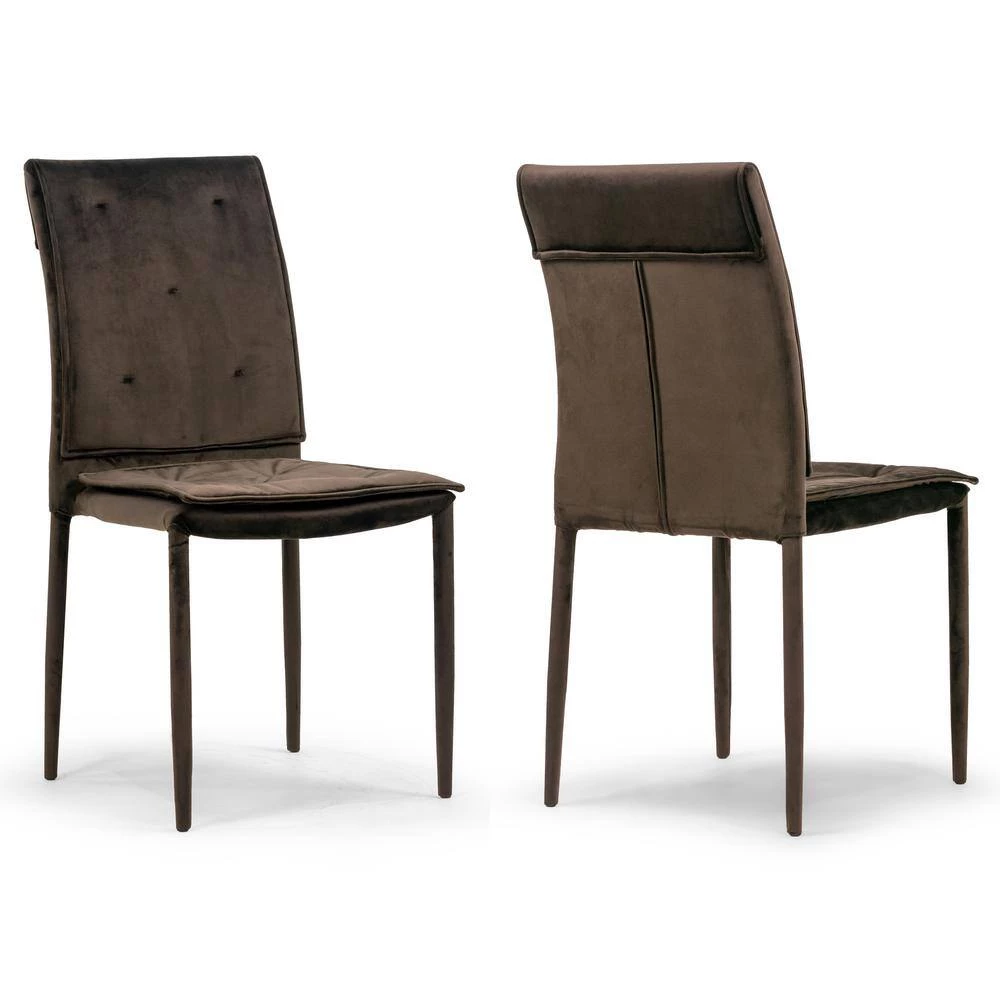 Areli Brown Velvet Dining Chair with Upholstered Legs (Set of 2) by Glamour Home 8 Areli Brown Velvet Dining Chair with Upholstered Legs (Set of 2) by Glamour Home - Image 8