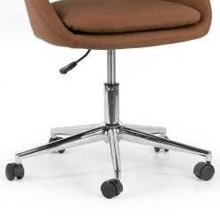 Aura Light Brown Faux Leather Adjustable Height Swivel Office Chair with Wheel Base by Glamour Home 12 Aura Light Brown Faux Leather Adjustable Height Swivel Office Chair with Wheel Base by Glamour Home -Kahomvis Sales Store brown glamour home task chairs ghtsc 1499 44 1000