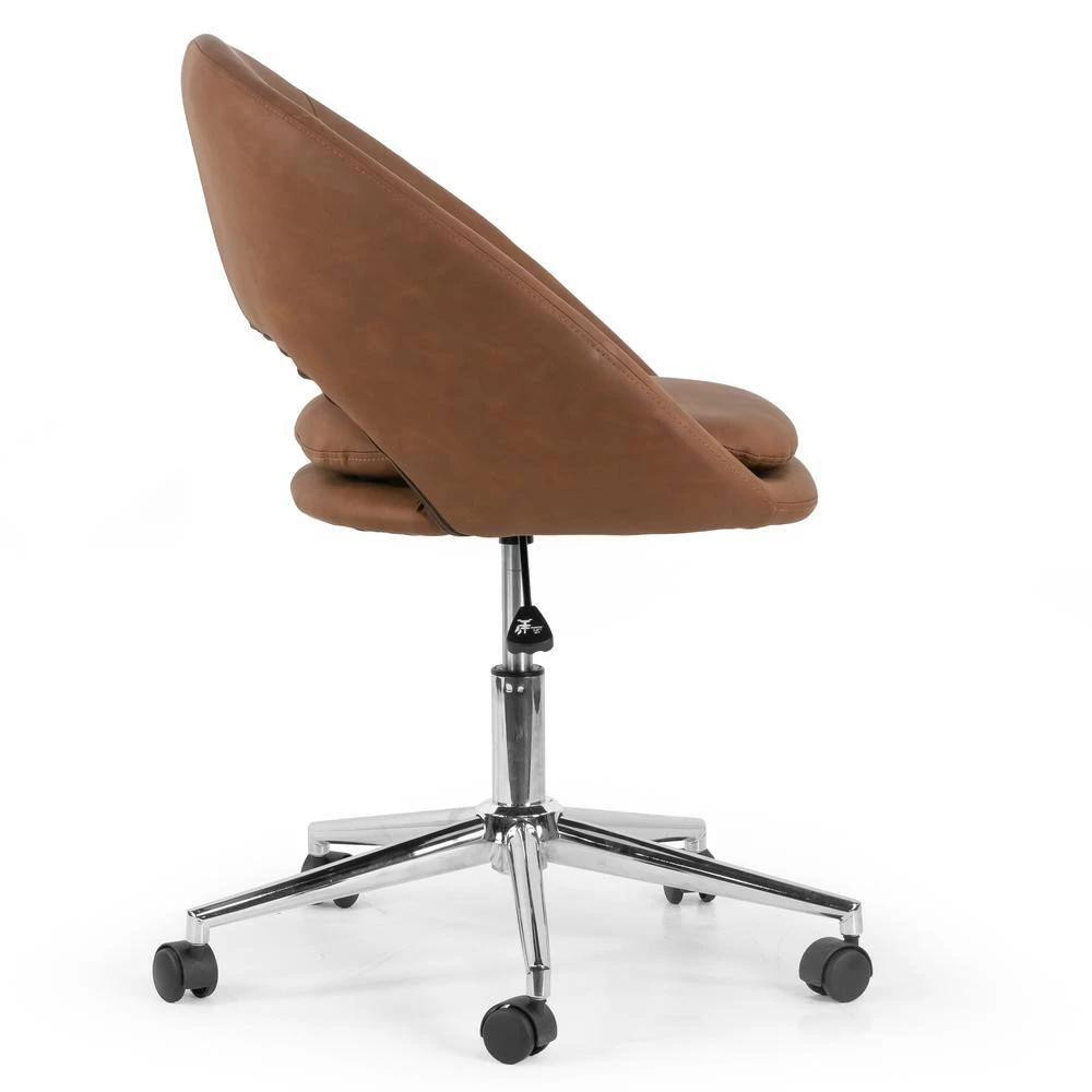 Aura Light Brown Faux Leather Adjustable Height Swivel Office Chair with Wheel Base by Glamour Home 2 Aura Light Brown Faux Leather Adjustable Height Swivel Office Chair with Wheel Base by Glamour Home - Image 2