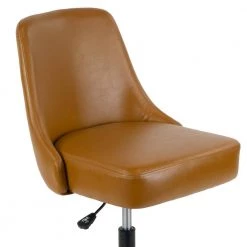 Aurica Light Brown Faux Leather Adjustable Height Swivel Office Chair with Wheel Base by Glamour Home -Kahomvis Sales Store brown glamour home task chairs ghtsc 1509 44 1000