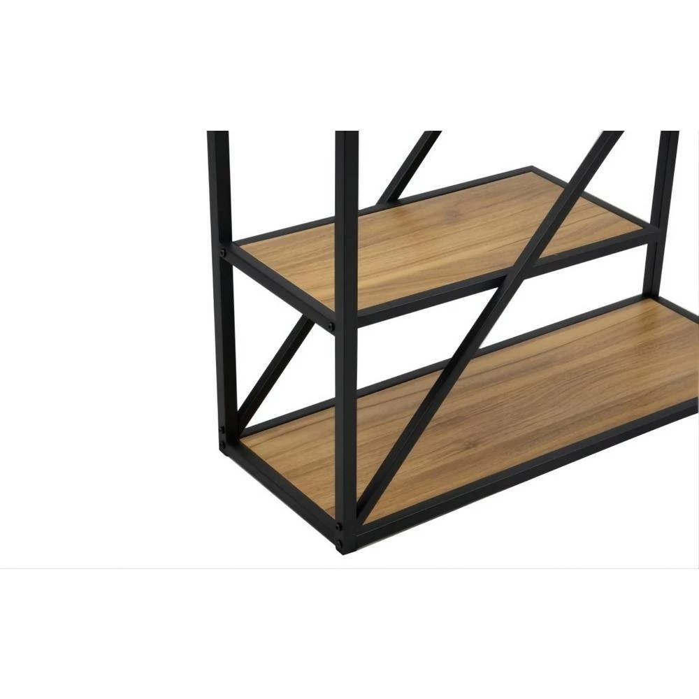 71 in. Brown Wood 5-Shelf Etagere Bookcase with Asymmetrical Shelves by Kahomvis 4 71 in. Brown Wood 5-Shelf Etagere Bookcase with Asymmetrical Shelves by Kahomvis - Image 4