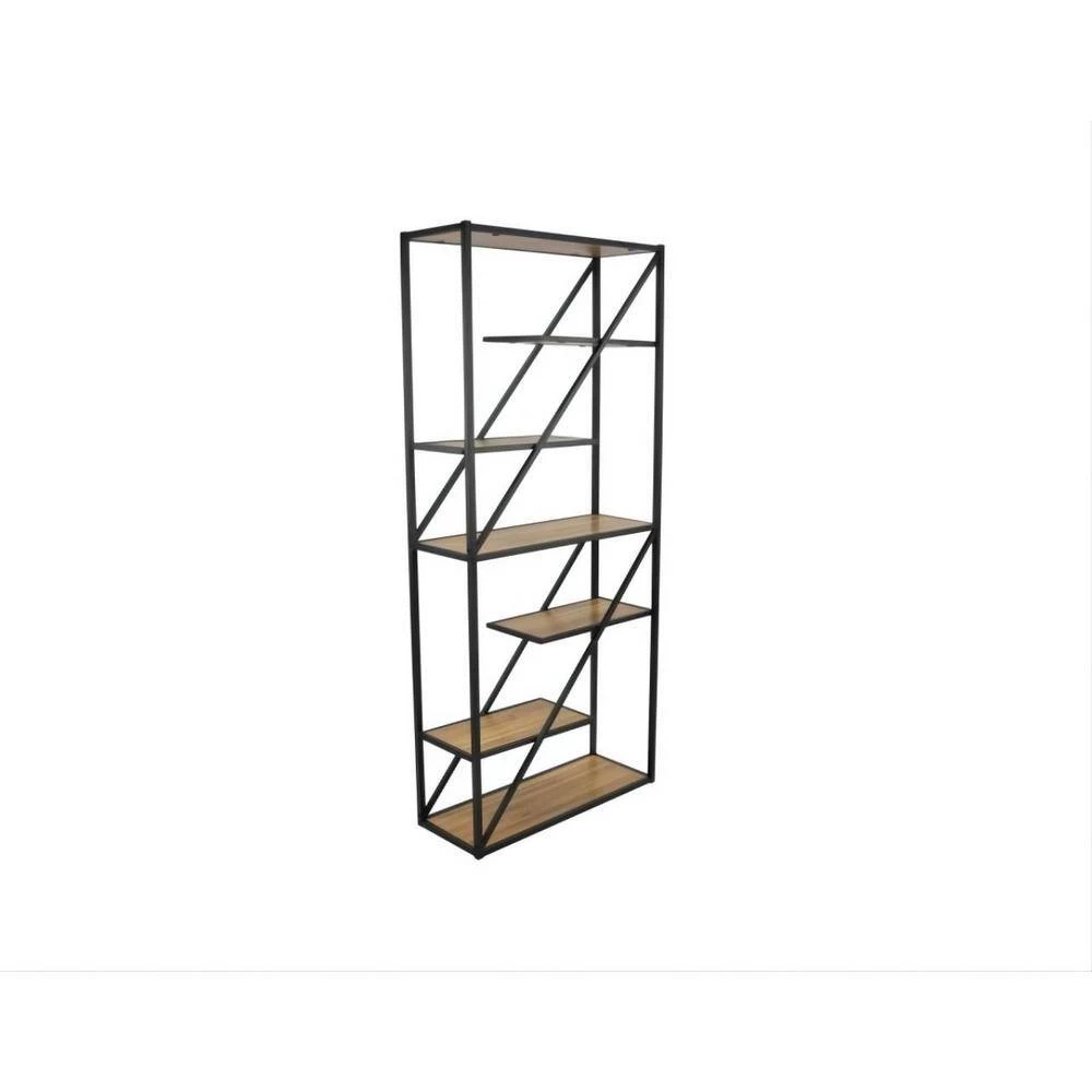71 in. Brown Wood 5-Shelf Etagere Bookcase with Asymmetrical Shelves by Kahomvis 3 71 in. Brown Wood 5-Shelf Etagere Bookcase with Asymmetrical Shelves by Kahomvis - Image 3