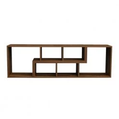 11.81 in. Brown Wood 6-Shelf Double L-Shaped Etagere Bookcase with Extendable and Twistable by Kahomvis