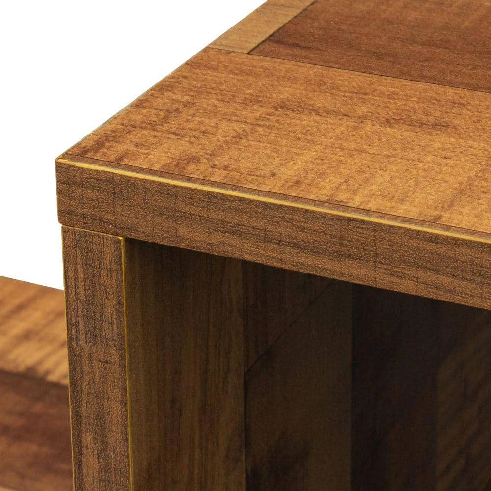 11.81 in. Brown Wood 6-Shelf Double L-Shaped Etagere Bookcase with Extendable and Twistable by Kahomvis 6 11.81 in. Brown Wood 6-Shelf Double L-Shaped Etagere Bookcase with Extendable and Twistable by Kahomvis - Image 6