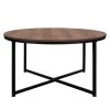 35 in. Brown Round Wood Coffee Table with Steel Frame by Kahomvis