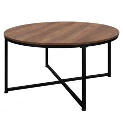 35 in. Brown Round Wood Coffee Table with Steel Frame by Kahomvis 9 35 in. Brown Round Wood Coffee Table with Steel Frame by Kahomvis -Kahomvis Sales Store brown kahomvis coffee tables ic lkw4 9726 c3 1000