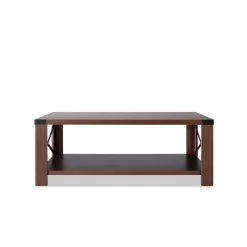 47.2 in. Brown Rectangle Wood Coffee Table with Bottom Storage Shelf by Kahomvis