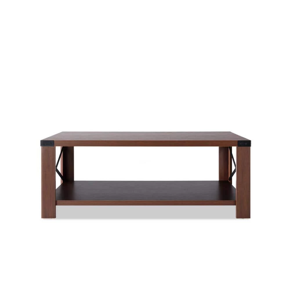 47.2 in. Brown Rectangle Wood Coffee Table with Bottom Storage Shelf by Kahomvis 1 47.2 in. Brown Rectangle Wood Coffee Table with Bottom Storage Shelf by Kahomvis