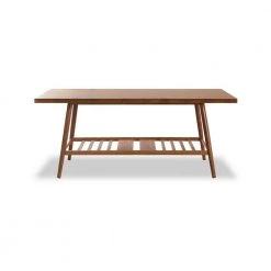45.4 in. Brown Rectangle Wood Coffee Table with Bottom Storage Shelf by Kahomvis