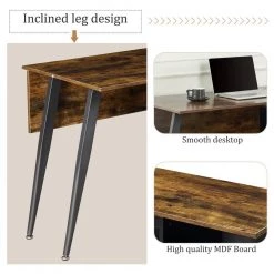 55.1 in. L-Shaped Brown Wood Computer Desk for Home Office with Storage Shelves and Metal Frame by Kahomvis -Kahomvis Sales Store brown kahomvis computer desks sl lkwf 04aat 44 1000