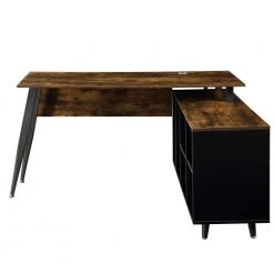 55.1 in. L-Shaped Brown Wood Computer Desk for Home Office with Storage Shelves and Metal Frame by Kahomvis -Kahomvis Sales Store brown kahomvis computer desks sl lkwf 04aat 4f 1000