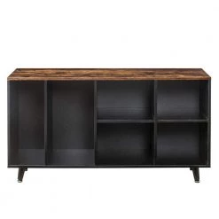 55.1 in. L-Shaped Brown Wood Computer Desk for Home Office with Storage Shelves and Metal Frame by Kahomvis -Kahomvis Sales Store brown kahomvis computer desks sl lkwf 04aat 77 1000