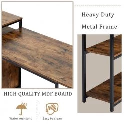 70.8 in. Rectangular Brown Wood Computer Desk for Home Office with CPU Storage Space, Storage Shelf and Printer Stand by Kahomvis -Kahomvis Sales Store brown kahomvis computer desks sl lkwf 0aad 1f 1000