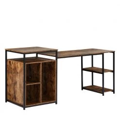 70.8 in. Rectangular Brown Wood Computer Desk for Home Office with CPU Storage Space, Storage Shelf and Printer Stand by Kahomvis -Kahomvis Sales Store brown kahomvis computer desks sl lkwf 0aad 4f 1000