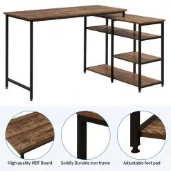 47.25 in. Industrial L-Shaped Brown Wood Corner Computer Desk for Home Office with Open Shelves by Kahomvis 14 47.25 in. Industrial L-Shaped Brown Wood Corner Computer Desk for Home Office with Open Shelves by Kahomvis -Kahomvis Sales Store brown kahomvis computer desks sl lkwf 6aad 1f 1000