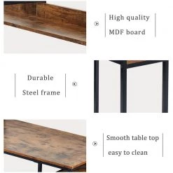 94.6 in. Rectangular Brown Wood Double Computer Desk with Storage Shelves and Steel Frame by Kahomvis 15 94.6 in. Rectangular Brown Wood Double Computer Desk with Storage Shelves and Steel Frame by Kahomvis -Kahomvis Sales Store brown kahomvis computer desks sl lkwt 1aat 1f 1000