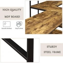 90.5 in. Rectangular Brown Wood Double Computer Desk for Home Office with Storage Shelves by Kahomvis -Kahomvis Sales Store brown kahomvis computer desks sl lkwt 2aat 1f 1000