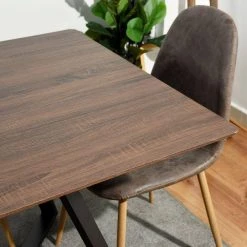 63 in. Rectangle Brown Wood Top with Metal Frame (Seats 4) by Kahomvis -Kahomvis Sales Store brown kahomvis kitchen dining tables gp lkw9 0079 1f 1000