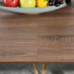 63 in. Rectangle Brown Wood Top with Metal Frame (Seats 4) by Kahomvis -Kahomvis Sales Store brown kahomvis kitchen dining tables gp lkw9 0079 4f 1000