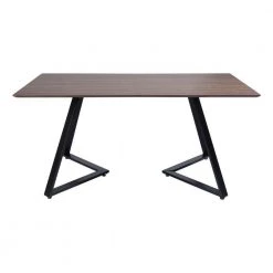63 in. Rectangle Brown Wood Top with Metal Frame (Seats 4) by Kahomvis -Kahomvis Sales Store brown kahomvis kitchen dining tables gp lkw9 0079 c3 1000