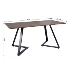 63 in. Rectangle Brown Wood Top with Metal Frame (Seats 4) by Kahomvis -Kahomvis Sales Store brown kahomvis kitchen dining tables gp lkw9 0079 fa 1000