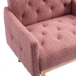 Brush Pink Teddy Fabric Tufted Back Leisure Single Sofa Arm Chair (Set of 1) by Kahomvis -Kahomvis Sales Store brush pink kahomvis accent chairs cm lkw3 7939 1f 1000