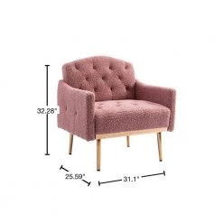 Brush Pink Teddy Fabric Tufted Back Leisure Single Sofa Arm Chair (Set of 1) by Kahomvis -Kahomvis Sales Store brush pink kahomvis accent chairs cm lkw3 7939 40 1000