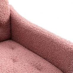 Brush Pink Teddy Fabric Tufted Back Leisure Single Sofa Arm Chair (Set of 1) by Kahomvis -Kahomvis Sales Store brush pink kahomvis accent chairs cm lkw3 7939 44 1000