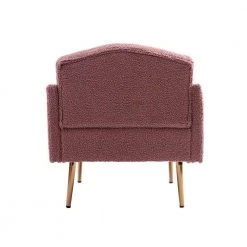 Brush Pink Teddy Fabric Tufted Back Leisure Single Sofa Arm Chair (Set of 1) by Kahomvis -Kahomvis Sales Store brush pink kahomvis accent chairs cm lkw3 7939 66 1000