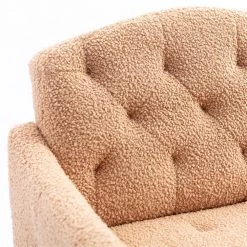 Camel Teddy Fabric Tufted Back Leisure Single Sofa Arm Chair (Set of 1) by Kahomvis -Kahomvis Sales Store camel kahomvis accent chairs cm lkw3 7935 4f 1000