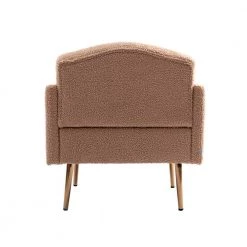 Camel Teddy Fabric Tufted Back Leisure Single Sofa Arm Chair (Set of 1) by Kahomvis -Kahomvis Sales Store camel kahomvis accent chairs cm lkw3 7935 66 1000