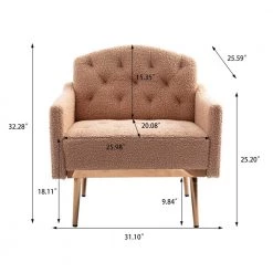 Camel Teddy Fabric Tufted Back Leisure Single Sofa Arm Chair (Set of 1) by Kahomvis -Kahomvis Sales Store camel kahomvis accent chairs cm lkw3 7935 fa 1000