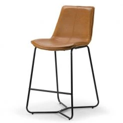 Amery 25.75 in. Cappuccino Iron Frame Vintage Faux Leather Counter Stool (Set of 2) by Glamour Home -Kahomvis Sales Store cappuccino black glamour home bar stools ghstl 1277 1f 1000