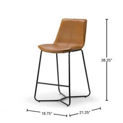 Amery 25.75 in. Cappuccino Iron Frame Vintage Faux Leather Counter Stool (Set of 2) by Glamour Home -Kahomvis Sales Store cappuccino black glamour home bar stools ghstl 1277 40 1000