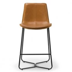 Amery 25.75 in. Cappuccino Iron Frame Vintage Faux Leather Counter Stool (Set of 2) by Glamour Home -Kahomvis Sales Store cappuccino black glamour home bar stools ghstl 1277 4f 1000