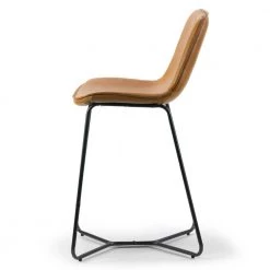 Amery 25.75 in. Cappuccino Iron Frame Vintage Faux Leather Counter Stool (Set of 2) by Glamour Home -Kahomvis Sales Store cappuccino black glamour home bar stools ghstl 1277 fa 1000