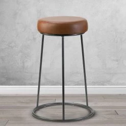 Set of 2 Amie Brown Backless Counter Stool with Gunmetal Grey Frame by Glamour Home -Kahomvis Sales Store cappuccino black glamour home bar stools ghstl 1306 31 1000