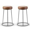 Set of 2 Amie Brown Backless Counter Stool with Gunmetal Grey Frame by Glamour Home