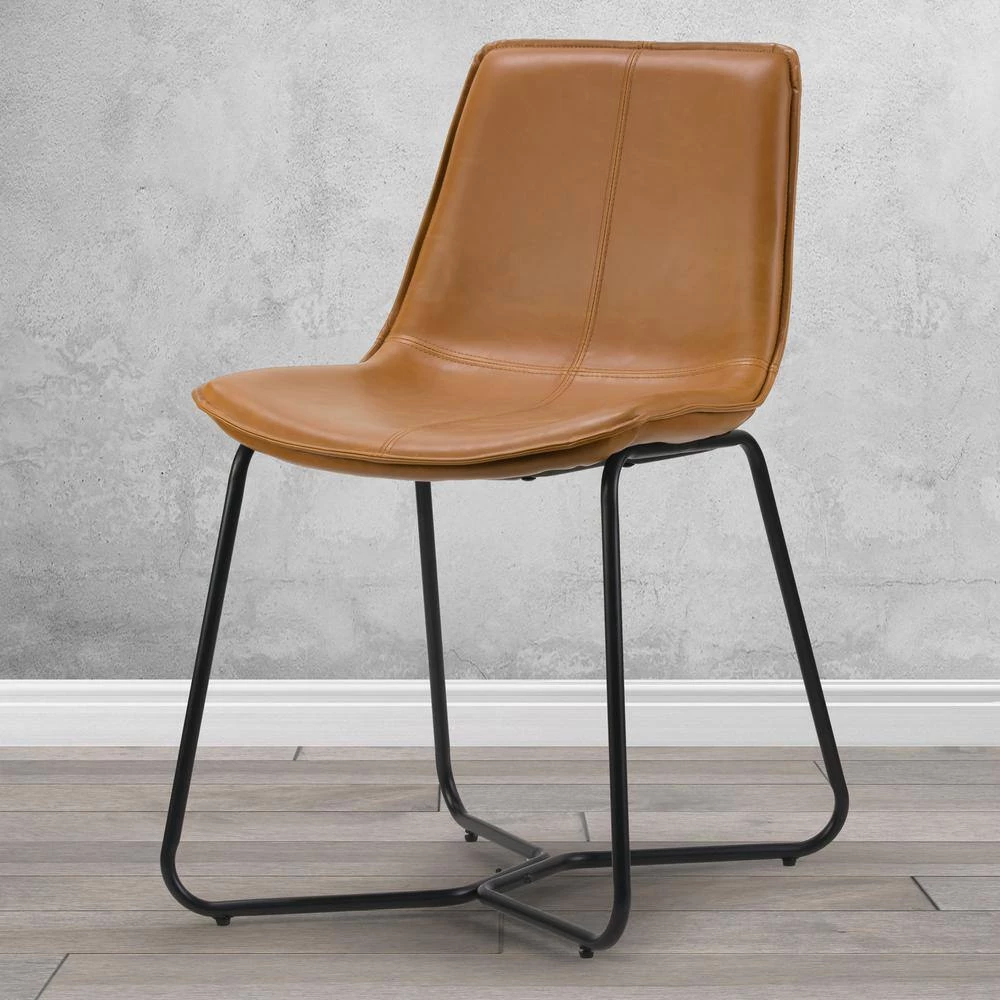 Amery Iron Frame Vintage Cappuccino Faux Leather Dining Chair (Set of 2) by Glamour Home 7 Amery Iron Frame Vintage Cappuccino Faux Leather Dining Chair (Set of 2) by Glamour Home - Image 7