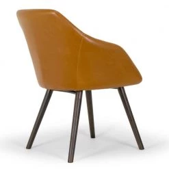 Adaya Cappuccino Brown Faux Leather Arm Chair with Beech Legs (Set of 2) by Glamour Home -Kahomvis Sales Store caramel brown glamour home dining chairs ghdc 1191 fa 1000