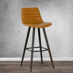 29 in. Alden Caramel Brown Bar Stool with Beech Legs (Set of 2) by Glamour Home -Kahomvis Sales Store caramel brown gray glamour home bar stools ghstl 1210 31 1000