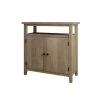31.8 in. Natural Acacia Solid Wood Console Table, Rough Sawn Wood Storage Cabinet with Doors by Kahomvis
