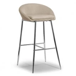 Set of 2 Agatha Modern Cream Fabric 29.5 in. Bar Stool with Chrome Frame by Glamour Home -Kahomvis Sales Store cream chrome glamour home bar stools ghstl 1151 1f 1000