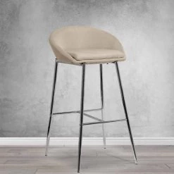 Set of 2 Agatha Modern Cream Fabric 29.5 in. Bar Stool with Chrome Frame by Glamour Home -Kahomvis Sales Store cream chrome glamour home bar stools ghstl 1151 31 1000